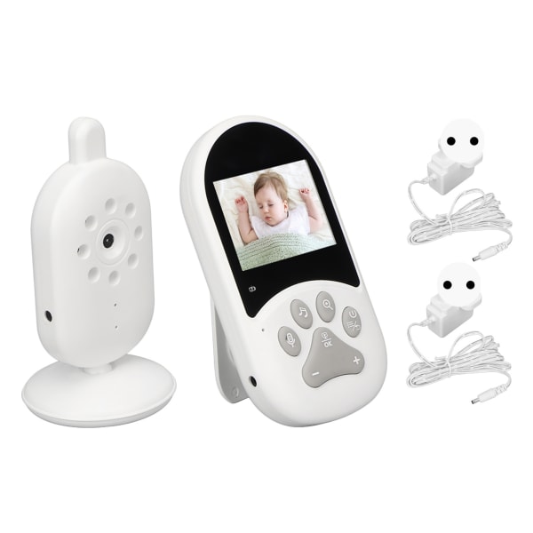 Video babymonitor med kamera 2,4 tommer 2-veis taleintercom Infrarød nattsyn WiFi babyovervåkingsenhet 100?240V EU-plugg