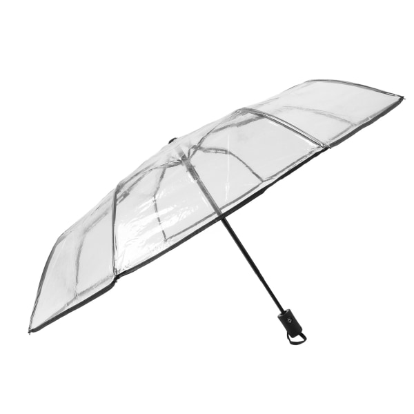 Klar automatisk foldbar paraply 8 ribber 3 folde sort kant gennemsigtig automatisk åben luk paraply til udendørs rejsebryllup