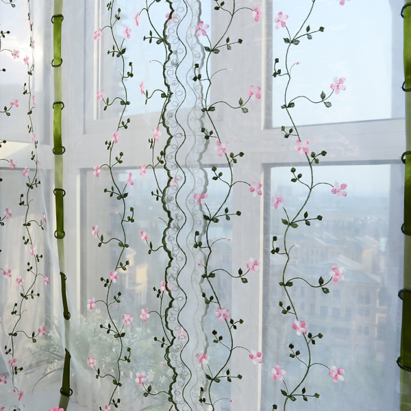 Brodeerattu roomalainen läpinäkyvä verho Klassinen kukkainen ikkunaseinä Tyylikäs kirjailtu roomalainen varjostin makuuhuoneen parvekkeelle, 1 m/39,4 tuumaa