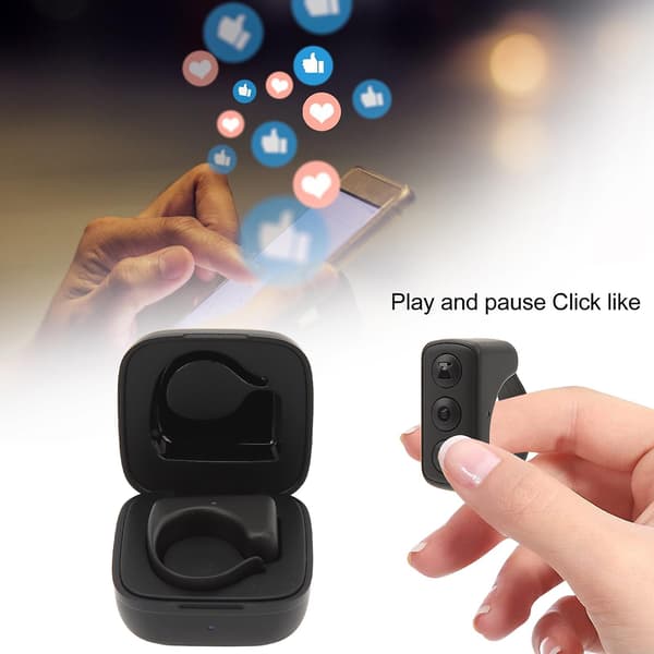 Bluetooth Fjärrkontroll Sida Vändare APP Fjärrkontroll Scrollring Klickare för Mobiltelefon Svart Solid Normal