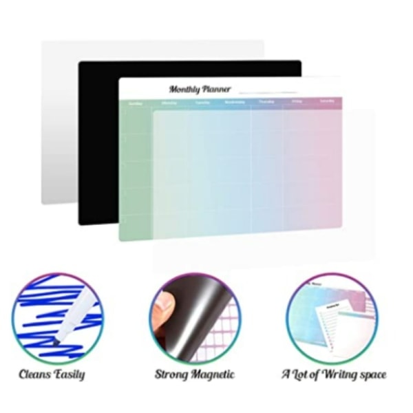 Magnetisk Whiteboard Set, Skrivtavla, Pennor och Magneter Flerfärgad