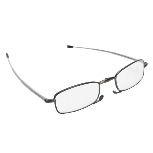 Sammenleggbare briller Unisex menn kvinner rustfritt stål eldre anti-skli lesebriller (+300 grå)