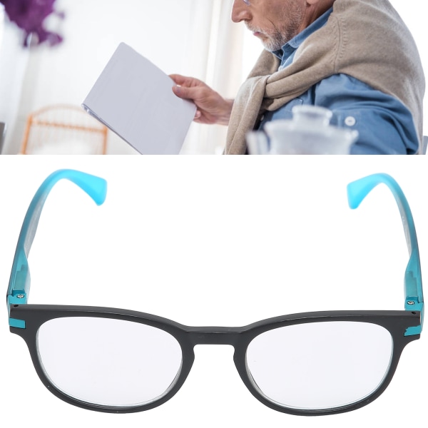 Profesjonelle, enkle, fasjonable unisex-lesebriller Eldre med alderssynte briller (+100 svart blå)