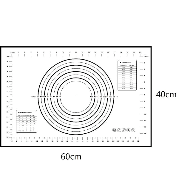 Silikonfiberdug Bageplade Kager Bageudstyr Liner Pad Mat Rullende Dej Mat Bagekonditori Værktøj Black 60x40cm