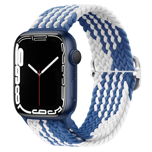 Justerbart vävt iwatch-armband (42/44/45 mm, Z-mönster blå-vit)
