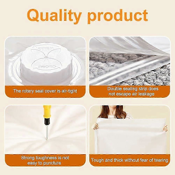 Large Vacuum Storage Bags for Mattresses, Clothes, 220 x 100 cm Vacuum Sealed Mattress Bag, Storage Bag for Moving/Storing Foam Mattresses