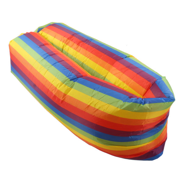 Oppustelig sofa Rivemodstand Bærbar oppustelig liggestol sofa Oppustelig stol med opbevaringstaske til voksne børn regnbue