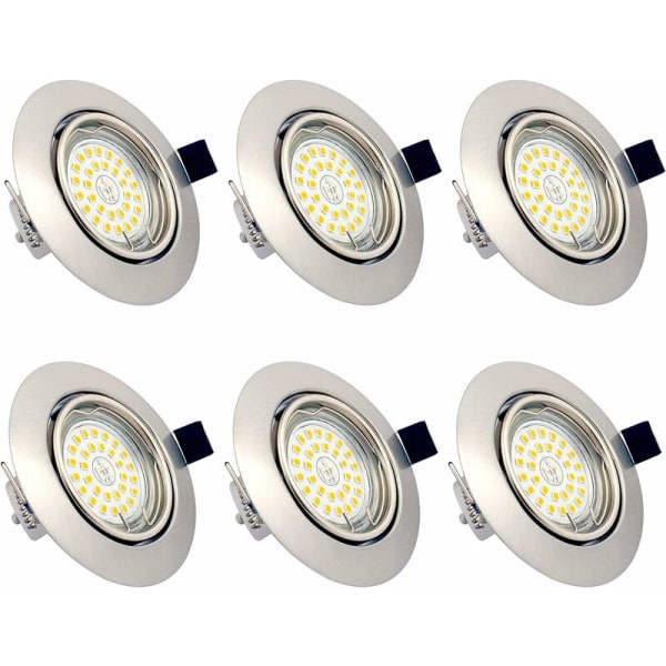 Justerbara dimbara LED-infällda spotlights - 6 x 6W glödlampor ingår, GU10, varmvit 3000K