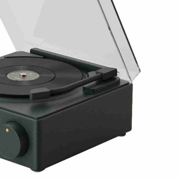 Roterende vinylplate Alarmklokkehøyttaler retro 360 graders stereo trådløs klokke Bluetooth-høyttaler for hjemmesoverom kontor Grønn