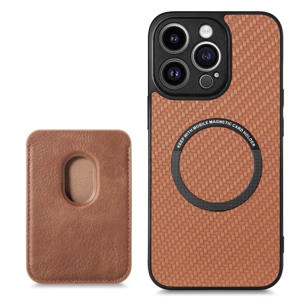 Magnetic Protective Case Supports MagSafe with Card Holder iPhone 15 Pro Max Brown