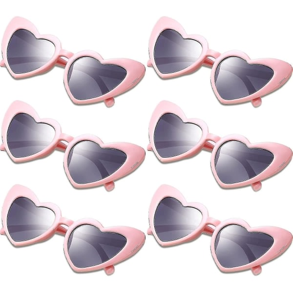 6 par hjerteformede solglasögon Cat Eye solglasögon Vintage hjerteglasögon for bröllopskostymfest Bästa presenten