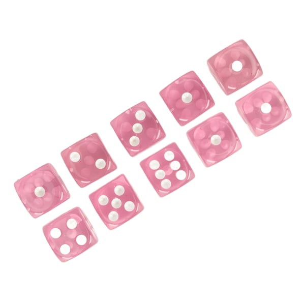 20st set 6-sidiga genomskinliga tärningar Rundade hörntärningar för brädspel och undervisning i matematik Rosa med vita fläckar