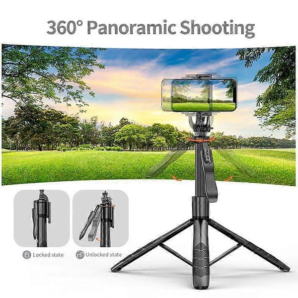 Telefon Selfie Stick, Foldbart Monopod Stativ, Sort