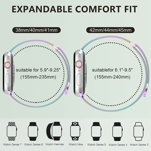 til Apple Watch Band Series Ultra 8 7 6 5 4 3 2 1 SE 38mm Rainbow 45mm/44mm/42mm/49mm