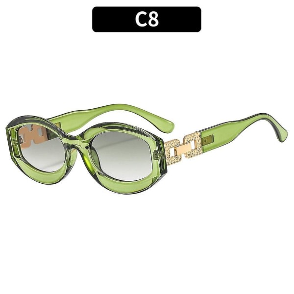 Vintage ovala solglasögon Kvinnor 2023 Trend Nytt-modus Metallkjede Solglasögon Elegant glasögon-modus utendørs cyklingbeskyttelse