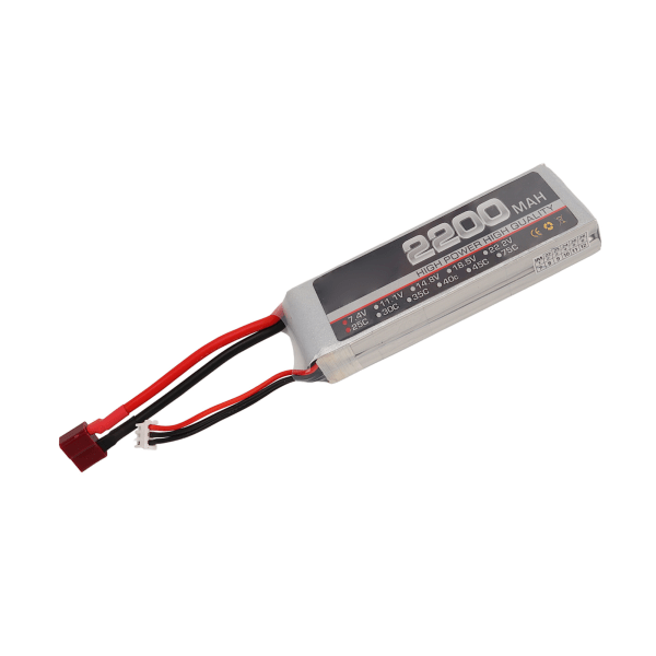 Lipo-batteri 7.4V 2S 2200mAh 25C høy utladningshastighet RC-batterier for RC-modell Drone Flying Accessories T Plugg
