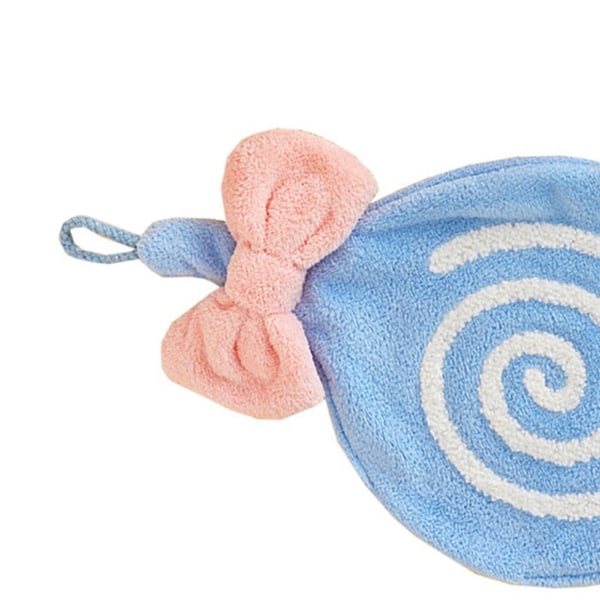 Søde børnehåndklæde fortykket blød koralfløjl Absorberende håndklæde med hængesløjfe til badeværelse køkken Blå