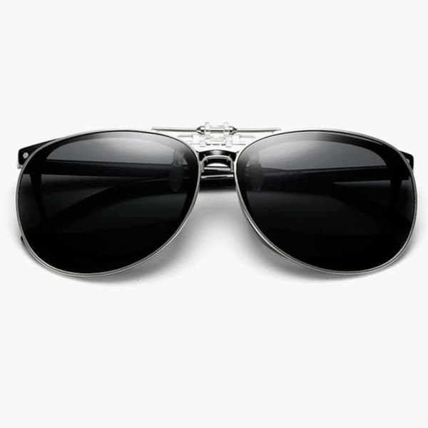 Opklappelige Polariserede Pilot Clip-On Solbriller Metal Sølv—pa