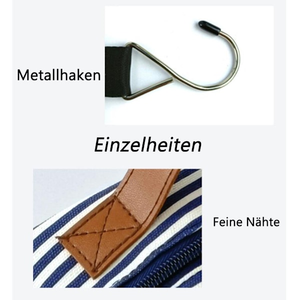 Hängande necessär stor necessär för kvinnor med 4 fack och 1 hängande krok, tvättväska för kvinnor, blå