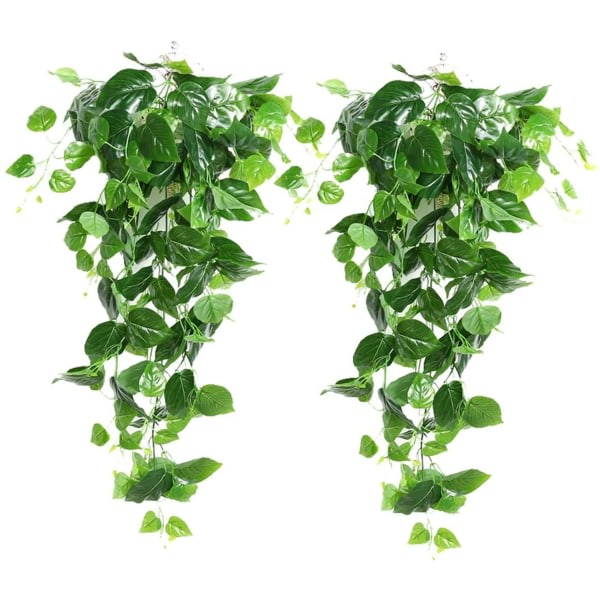 2 st Hängande konstgjorda växter - 90cm Fake Ivy Hängande grønt blad