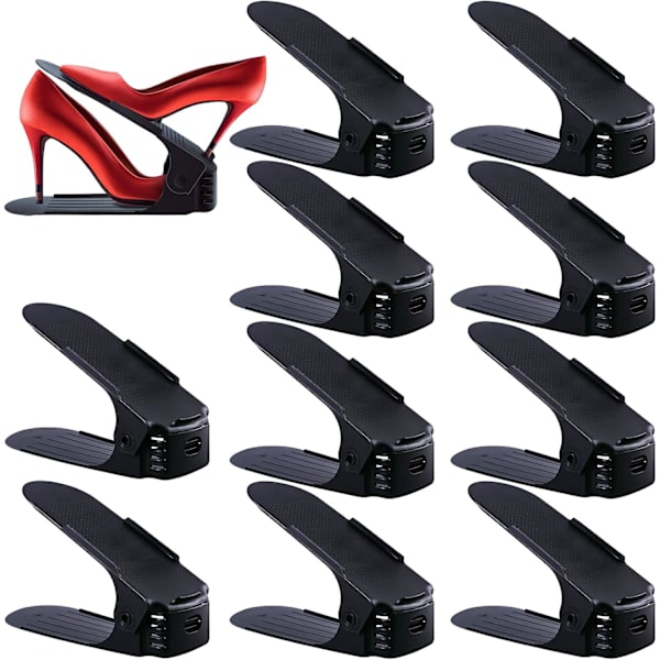 10-pack Adjustable Shoe Rack, Stack Shoes, Organizer, Space-saving