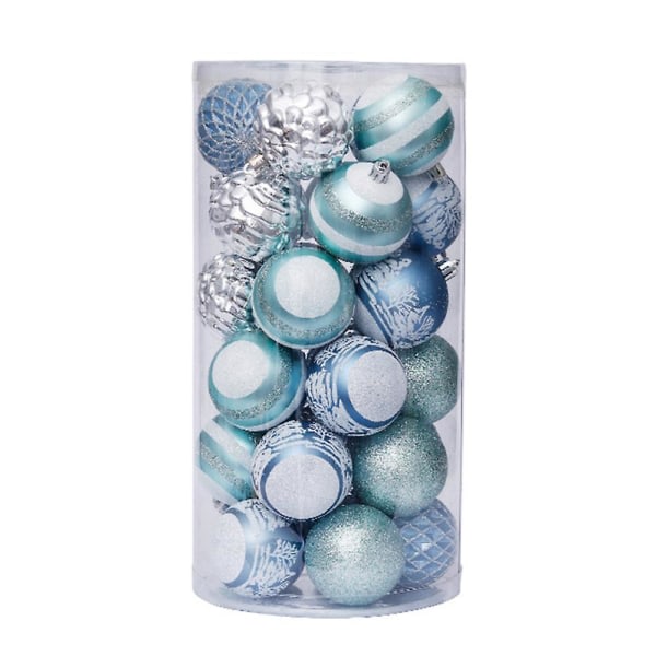 60 mm delikat färgtema & glittrande julgranshängen Dekorativt hängande - 30 stycken blå färg