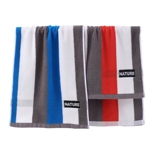Sæt med 2 randige mønstre, blødt absorberende bomuldshåndklæde til badeværelset, 34*72 cm