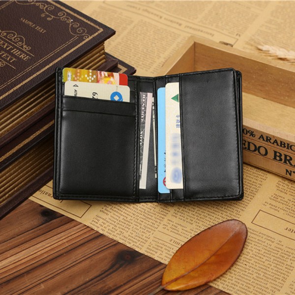 Herr PU-läderplånbok Bifold ID Kreditkortshållare Clips Pengar