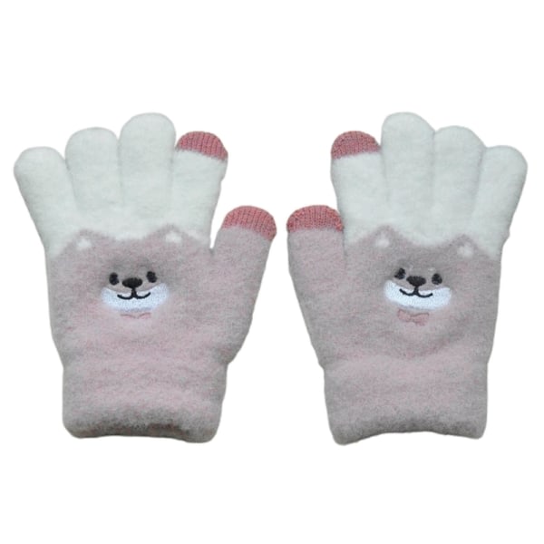Söta björnhandskar Snygga barnvantar Bekväm handske Lätt för barn Mjuka och varma vintertillbehör Pink
