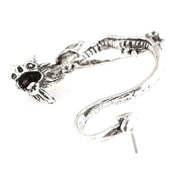 Vintage legering Delikat kvinner Tridimensjonal Dragon Clip øredobber Smykketilbehør (sølv)