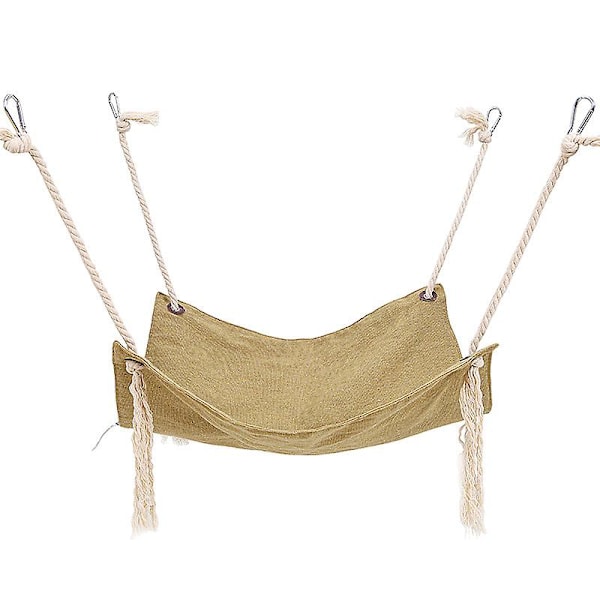 Lemmikkieläinten Puuvilla- ja Pellava-Kissan Hängomatto Hengittävä Häkki Kissan Keinuva Ripustuva Pesä Kiinteä Väri Hängomatto Lemmikkieläinten Tarvikkeet Khaki Light brown