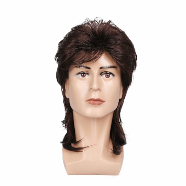 Paris_Mullet parykker til mænd 70'erne 80'erne Kostumer Herre Brun Fancy Party Acc