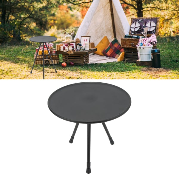 Sammenleggbar camping rundt bord aluminiumslegering Løftbart bærbart piknik campingbord for selvkjørende bobilutstyr matt svart