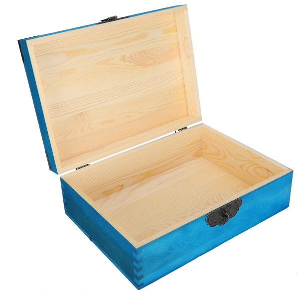 Puinen yksinkertainen työpöytäsäilytyslaatikko Kosmetiikka korujen asiakirjojen organizer , jossa lukko sininen