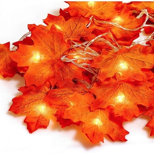 Höstgirlang, höstdekoration, 20 LED-ljusslingor (3M), höstlöv