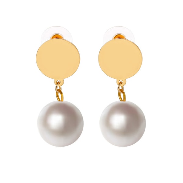 Fashionabla kvinnor Faux Pearl hänge örhängen Eleganta festörhängen Smycken dekoration (Vit)