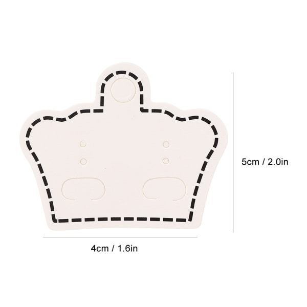 100 stk. kroneformet ørepynt pakkekort ørestikker displaykort smykketilbehør 4 x 5 cm (hvit)