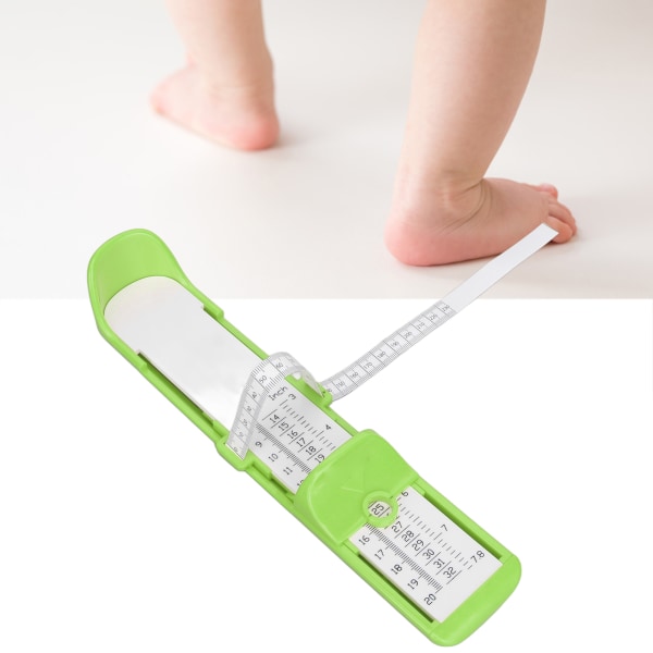 Barnefotmåler 20 cm rekkevidde Høy presis skostørrelse Sikker Bærbar Barn Fotmåleenhet Grønn