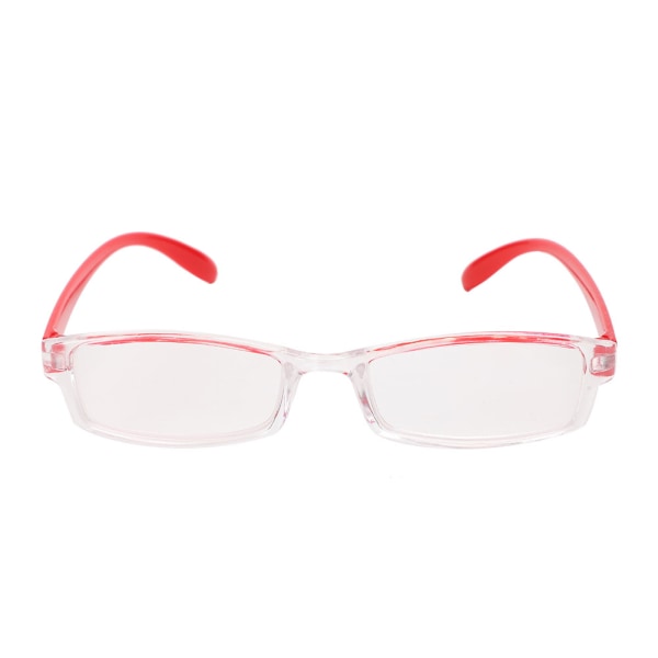Unisex høydefinisjon presbyopiske briller Visual Fatigue Relief Lesebriller med etui (+400 øvre rød nedre gjennomsiktig ramme)