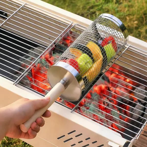 2-pak rullende grillkurv | 304 rustfrit stål 35*20*9.5cm 35*20*9.5cm