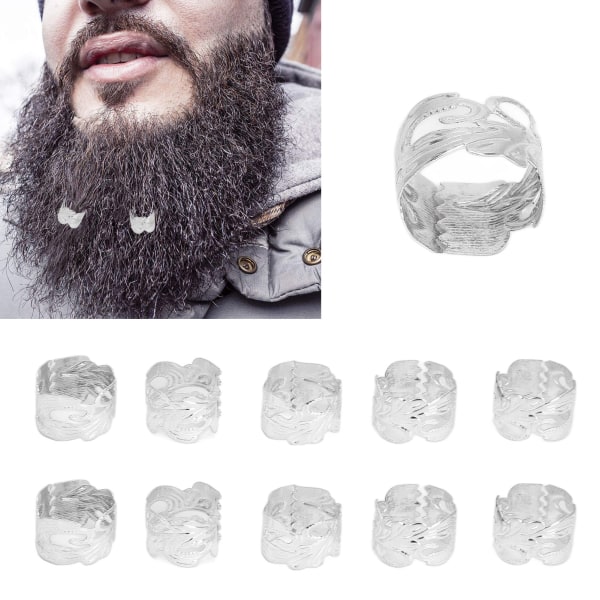 40 stk Skægperler Metal Sølv Udsøgte vintage skægpynt til hårfletning Halskæde Armbånd DIY
