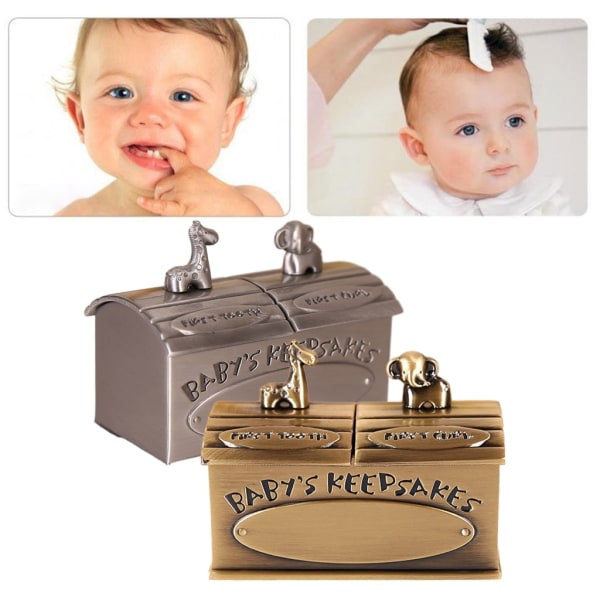 Hampaiden Curl Organizer Säiliölaatikot Baby keräilylaatikko Tand & Fairy Holder Baby First Tooth ja Curl Muistopakkaus Muinainen tina