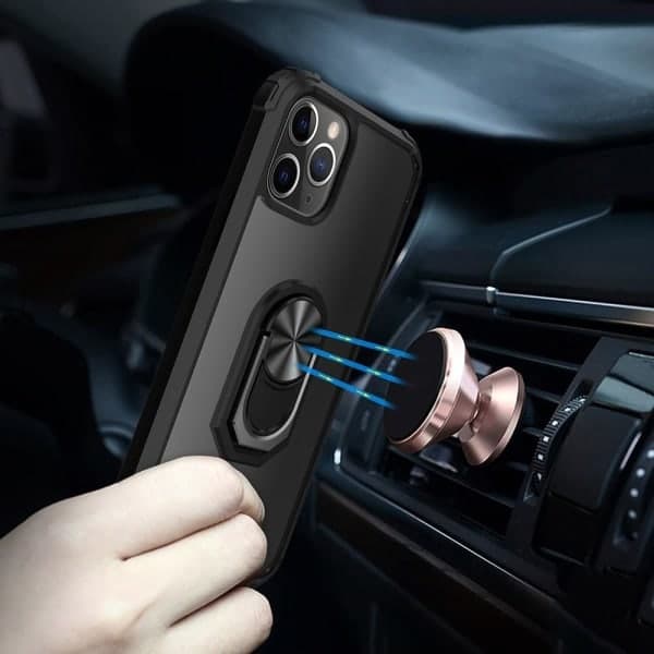 iPhone 11 Pro Cover med Fingerringstativ TPU Hybrid Sort