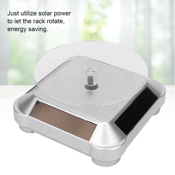 Roterende Solar Energy Multi Purpose Ur Telefon Smykker Display Makeup Holder Rack (sølv)