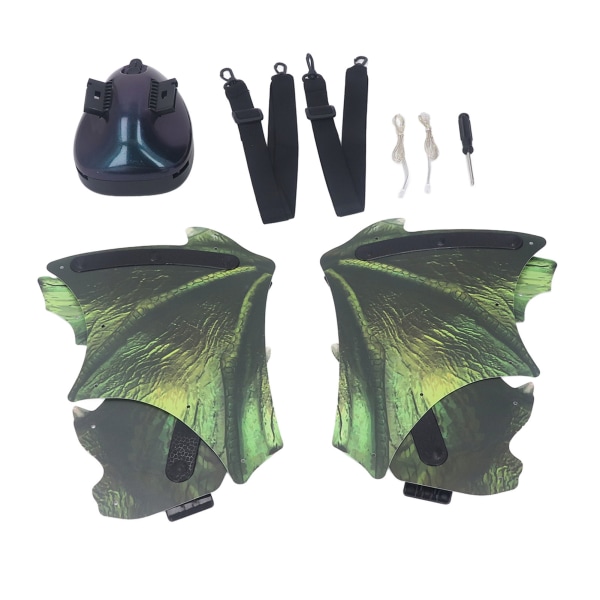 Wings Costume Udendørs Automatisk Oscillerende Elektrisk Cosplay Lysende Dinosaur Wing med lydeffekt til børn Grøn