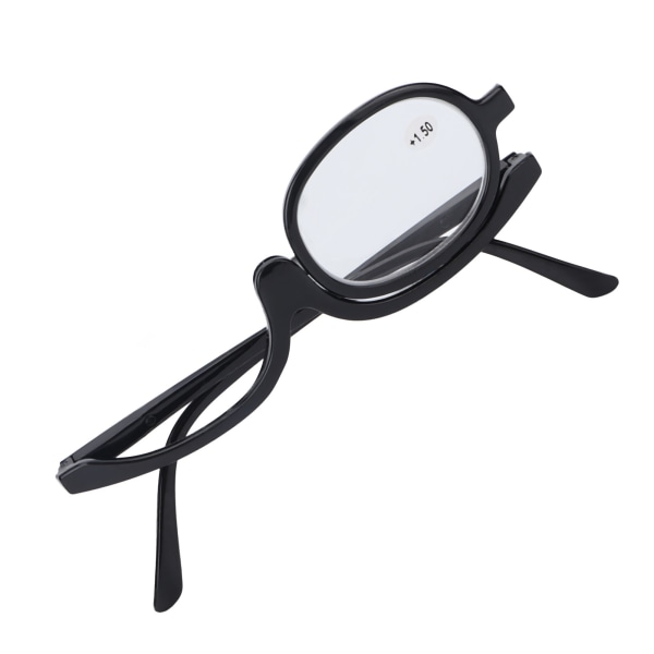Forstørrende sminkebriller Flip-down-linse for øye Fasjonable sminke ensidige briller svart(+1,50 )