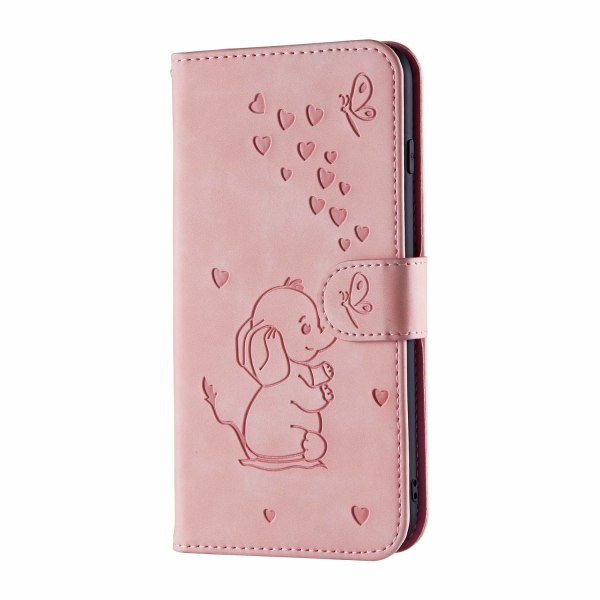 iPhone12/12Pro telefon cover, Lovely Elephant Love Heart tegnet mønster med kortplads