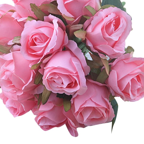 Konstgjord Rose Bukett Fake Foam Flower Bröllopsfest Helma vaaleanpunainen