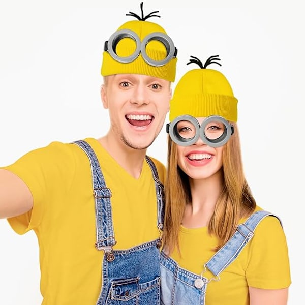 3 stk. Halloween-kostumetilbehør til voksne, beskyttelsesbriller/gul hue/handsker til mænd og kvinder Cosplay-fest sæt