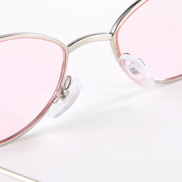 Fashionabla söta utsökta solglasögon klara linsglasögon solglasögon för kvinnlig silverrosa